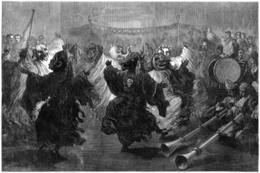 Danse lama à Jummoo, exécutée devant le prince de Galles, 1876