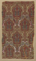 Lampas avec arcs de palmettes avec motif mural de l