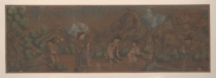 Peinture de paysage de figure dans un cadre boisé
