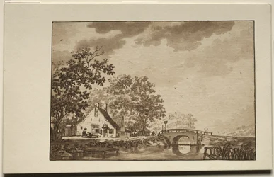 Paysage avec cottage et pont, 18e siècle