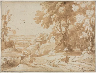 Paysage avec cavaliers