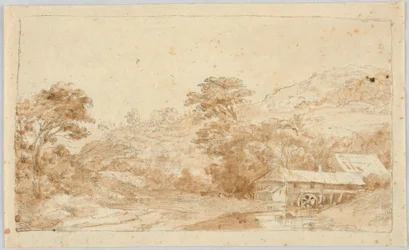 Paysage avec moulin à eau