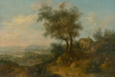 Paysage avec une staffage figurative