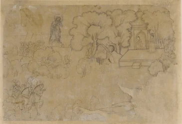 Paysage avec une figure de la Vierge Marie, XVIIe siècle