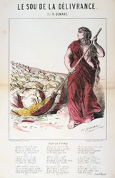 Le Sou de la Délivrance caricature et feuille de chanson, Guerre franco-prussienne, 1870-1871