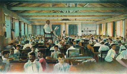 Lecteur lisant aux rouleurs de cigares, Fabrique de cigares, La Havane, Cuba, années 1910
