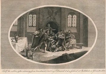 Leofa le voleur poignardant Edmond Ier lors d