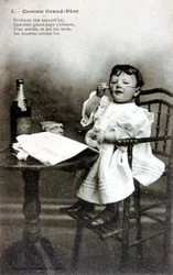 Comme grand-père, carte postale française, vers 1900