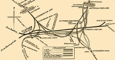 Lignes de chemin de fer à Clapham Junction, vers 1878