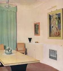 Salle à manger de Londres avec peinture de Chirico, 1938