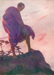 Regardant le ruisseau, il resta un moment plongé dans ses pensées, vers 1912