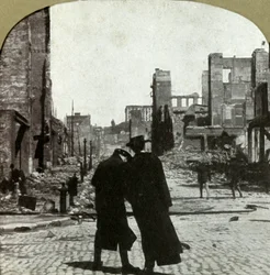 Vue nord-est depuis le coin des rues Sutter et Jones, 1906