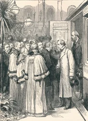 Lord Beaconsfield et Lord Salisbury à la gare de Charing Cross, 1896