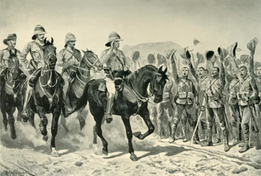 Lord Roberts acclamé par les troupes à son arrivée à Wonder River