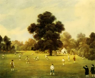 Lords et Gentlemen du Surrey et du Kent jouant au cricket à Knole Park, Kent, 1775, 1947