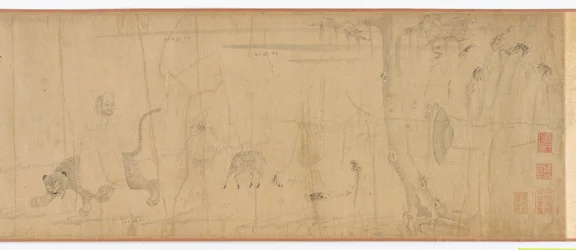 Luohans et animaux traversant la mer, dynastie Ming, 16ème-17ème siècle