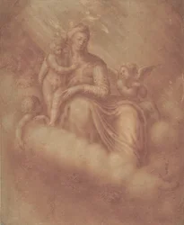 Madone et enfant parmi les nuages, 16ème siècle