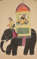 Le Mahant de Tarakeshwar chevauche un éléphant, 1800s