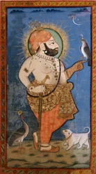 Maharana Bhim Singh avec un faucon
