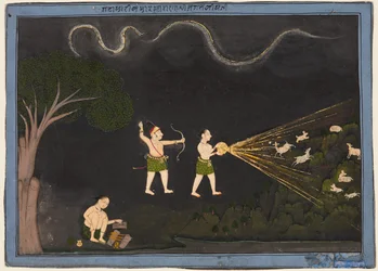 Maharana Jagat Singh habillé en Bhil, chassant le cerf la nuit, c. 1735-40
