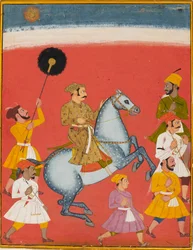 Maharana Raj Singh à cheval, vers 1670