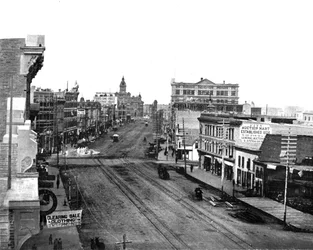 Rue principale, Winnipeg, Manitoba, Canada, vers 1900