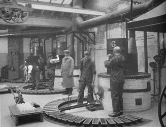 Fabrication de métal pour impression Fryotype à la fonderie de Londres, 1919