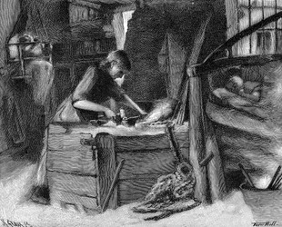 Fabrication de chaînes dans le district de Cradley Heath du Black Country, dans les Midlands anglais, 1890