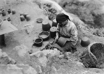 Fabrication de poterie, Atalaya, Las Palmas, Grande Canarie, Îles Canaries, Espagne, vers 1920-1930
