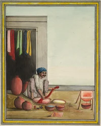 Homme teignant du tissu, début des années 1830