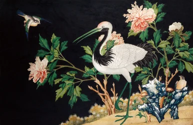Grue de Mandchourie dans un paysage chinois, XVIIIe siècle
