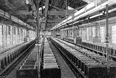 Fabrication de batteries électriques, USA, 1887