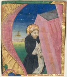 Enluminure de manuscrit avec Saint Dominique sauvant l