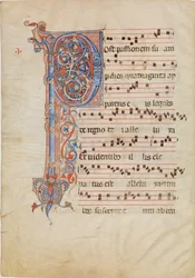 Feuille de manuscrit avec initiale foliée P, d