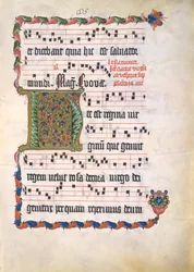 Feuille de manuscrit avec initiale H, d