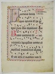 Feuille de manuscrit avec initiale L, d