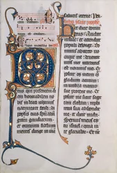 Feuille de manuscrit avec initiale M, d