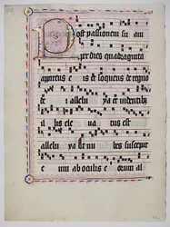Feuille de manuscrit avec initiale P, d