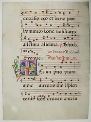 Feuille de manuscrit avec initiale T, d