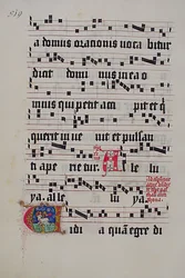 Feuille de manuscrit avec initiale V, d