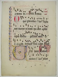Feuille de manuscrit avec initiale V, d