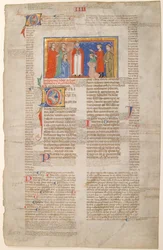 Feuille de manuscrit avec scène de mariage, des Décrétales de Grégoire IX
