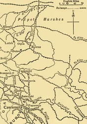 Carte illustrant les opérations du général Ivanoff, Première Guerre mondiale, 1915, c1920
