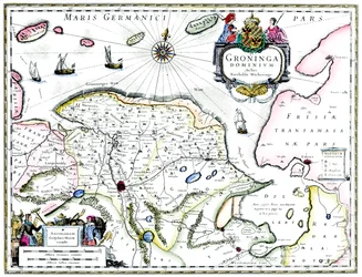 Carte de Groningue, Pays-Bas, 17ème siècle