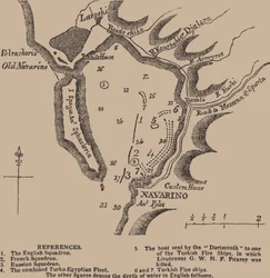 Carte de la baie de Navarin, premier quart du 19ème siècle