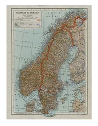 Carte de la Norvège et de la Suède, c19e siècle