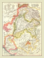 Carte du Pendjab, Sind, Rajputana et Cachemire, 1902