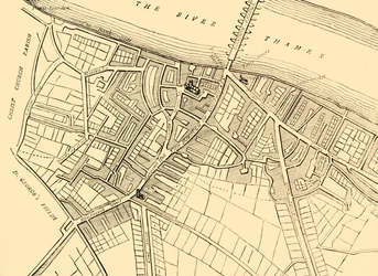 Carte de Southwark, 1720, vers 1878