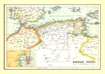 Carte des États barbaresques, 1902
