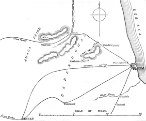 Carte des environs de Suakim, vers 1885